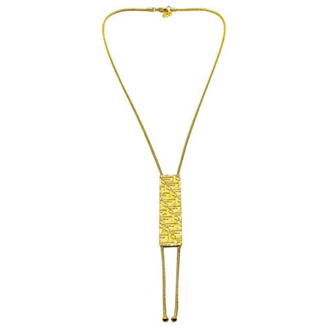 Vintage Christian Dior Gold Trotter Lariat Necklace 1980s 